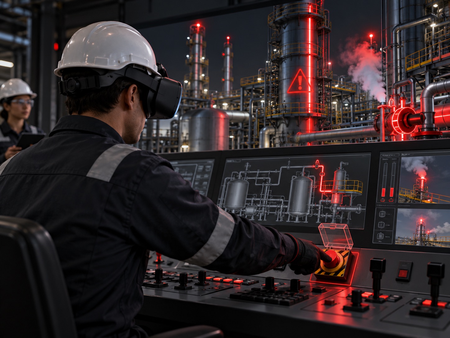 Concept visual of an operator rehearsing an emergency shutdown in VR